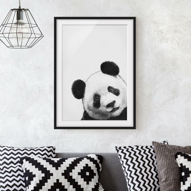 

Póster enmarcado - Illustrazione pittura Panda Bianco e nero Dimensión LxA: 70cm x 50cm, Marco: Negro