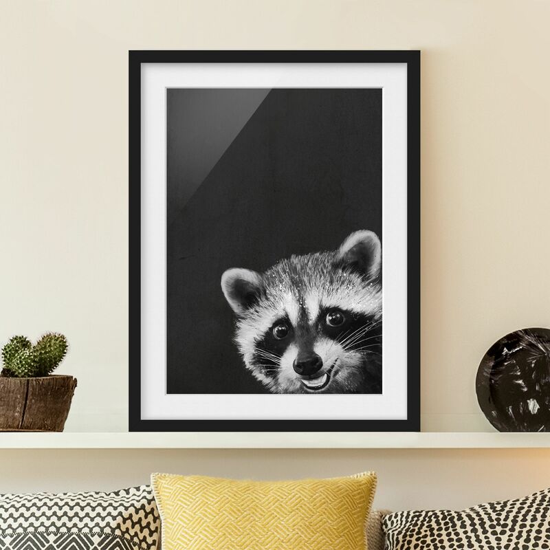 

Póster enmarcado - Illustrazione Raccoon Monochrome Pittura Dimensión LxA: 55cm x 40cm, Marco: Negro