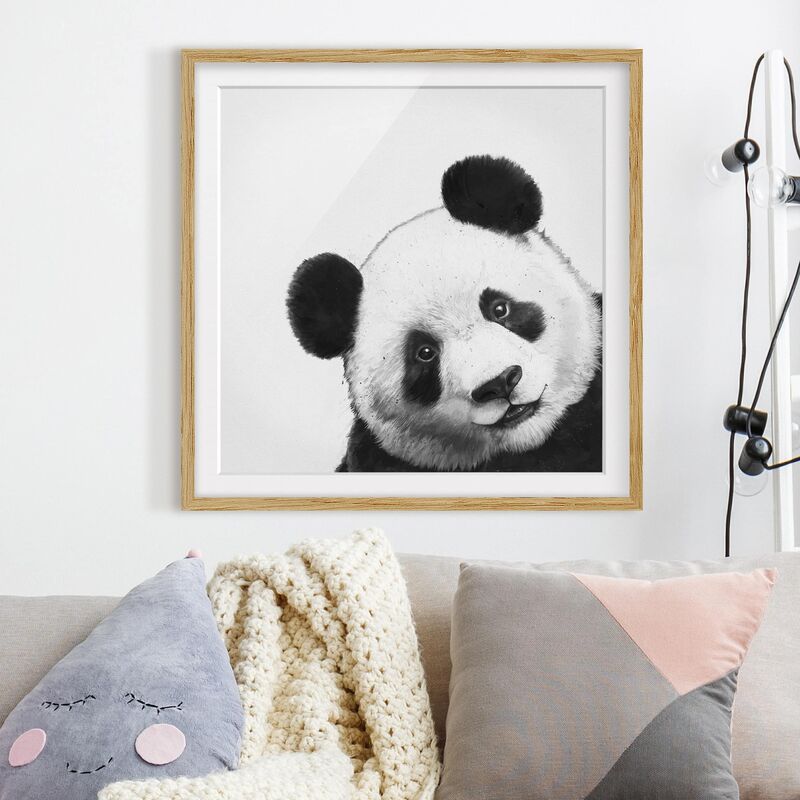 

Póster enmarcado - Illustrazione pittura Panda Bianco e nero Dimensión LxA: 20cm x 20cm, Marco: Roble