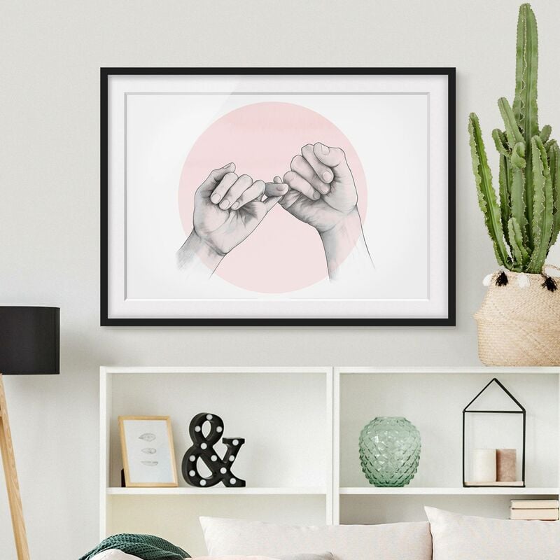

Póster enmarcado - Illustrazione mani Amicizia Circle Rosa Bianco Dimensión LxA: 50cm x 70cm, Marco: Negro