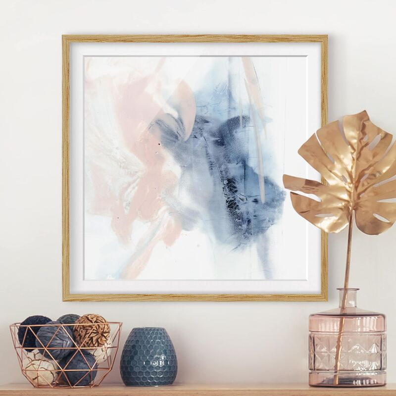 

Póster enmarcado - Indigo & Rouge II Dimensión LxA: 50cm x 50cm, Marco: Roble