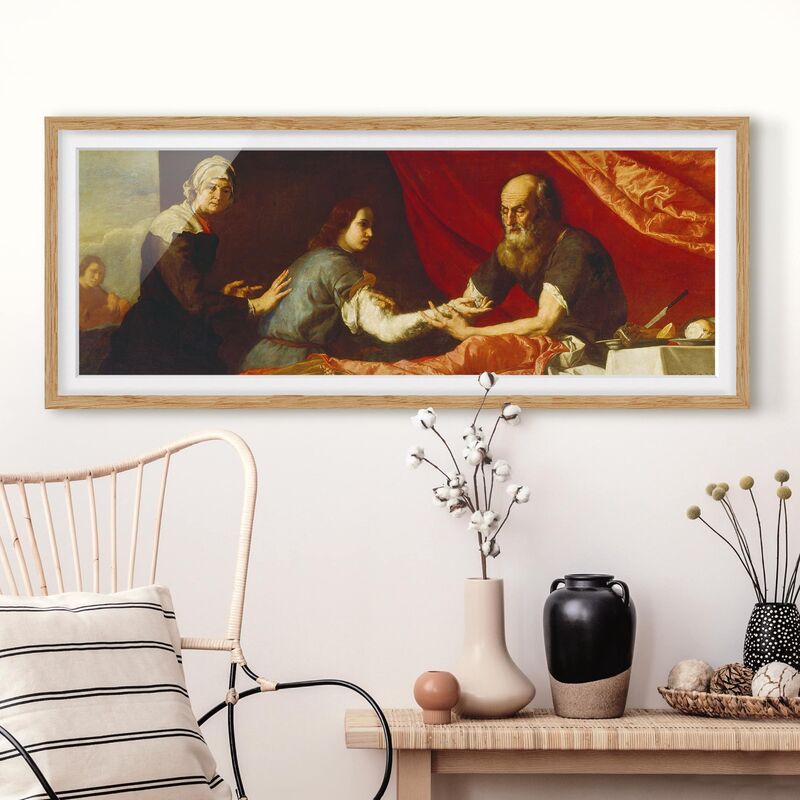 

Póster enmarcado - Jusepe De Ribera - Isacco E Di Giacobbe Dimensión LxA: 40cm x 100cm, Marco: Roble