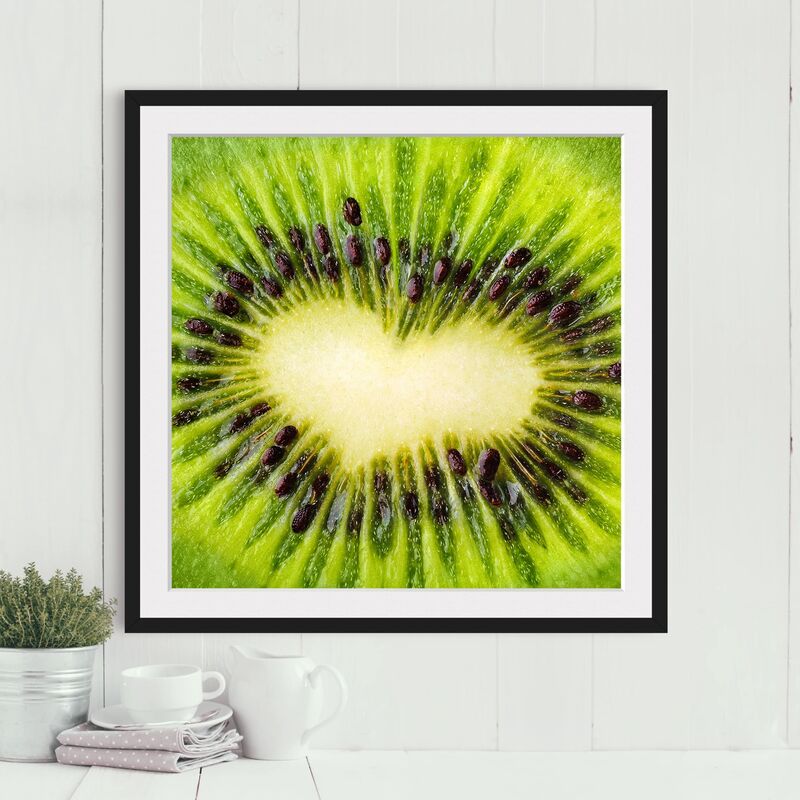

Póster enmarcado - Kiwi Heart Dimensión LxA: 30cm x 30cm, Marco: Negro