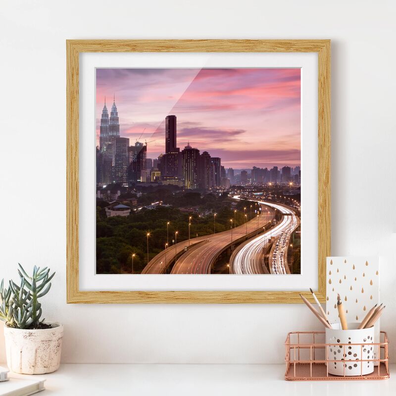 

Póster enmarcado - Kuala Lumpur Dimensión LxA: 20cm x 20cm, Marco: Roble