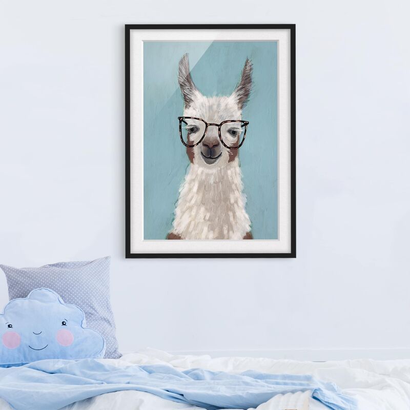

Póster enmarcado - Lama Con Gli Occhiali Ii Dimensión LxA: 70cm x 50cm, Marco: Negro