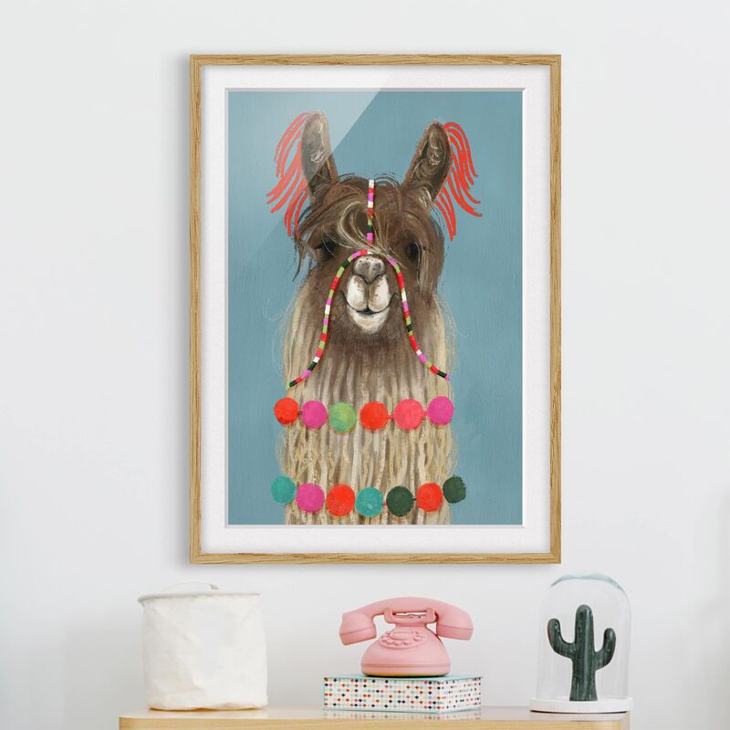 

Póster enmarcado - Lama Con Gioielli I Dimensión LxA: 40cm x 30cm, Marco: Roble