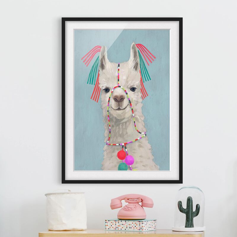

Póster enmarcado - Lama Con Gioielli Ii Dimensión LxA: 24cm x 18cm, Marco: Negro