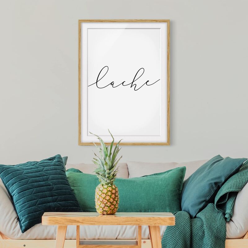

Póster enmarcado - Laugh Calligraphy Dimensión LxA: 40cm x 30cm, Marco: Roble