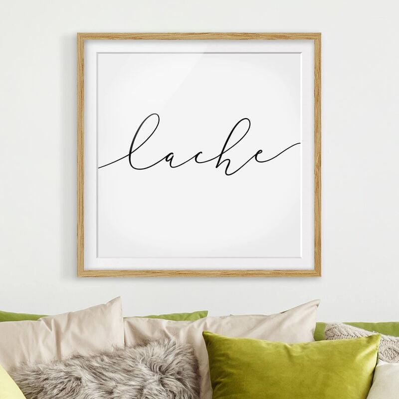 

Póster enmarcado - Laugh Calligraphy Dimensión LxA: 30cm x 30cm, Marco: Roble