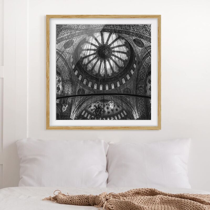 

Póster enmarcado - Le cupole della Moschea Blu Dimensión LxA: 20cm x 20cm, Marco: Roble