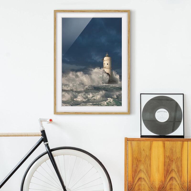 

Póster enmarcado - Lighthouse In Sardinia Dimensión LxA: 100cm x 70cm, Marco: Roble