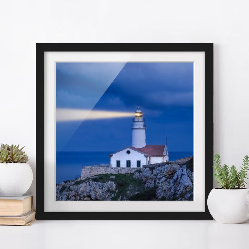 

Póster enmarcado - Lighthouse At Far De Capdepera Dimensión LxA: 30cm x 30cm, Marco: Negro