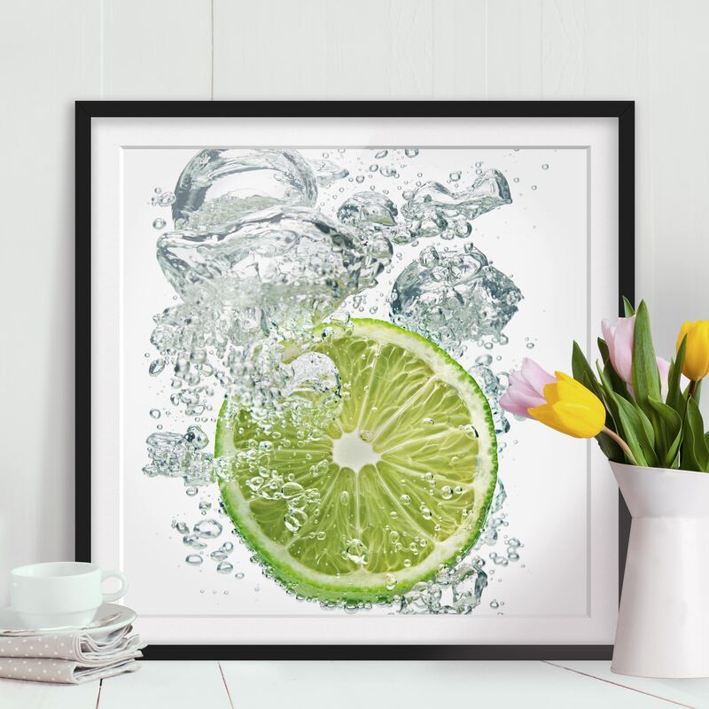 

Póster enmarcado - Lime Bubbles Dimensión LxA: 70cm x 70cm, Marco: Negro
