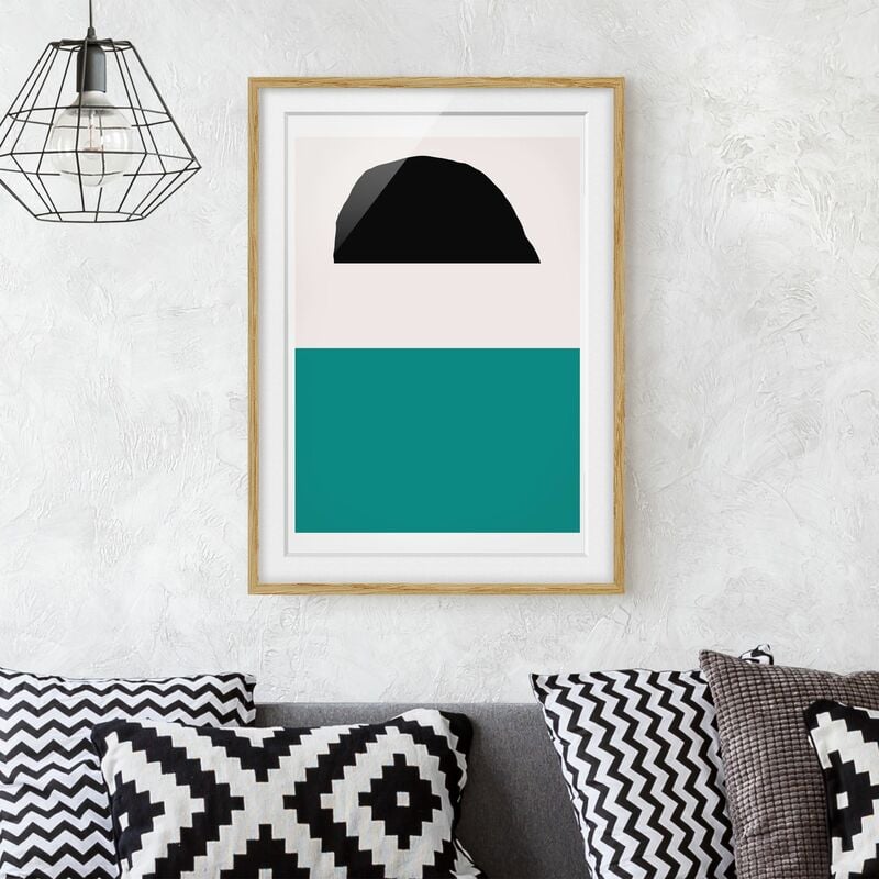 

Póster enmarcado - Line Art Abstract Shapes Dimensión LxA: 100cm x 70cm, Marco: Roble