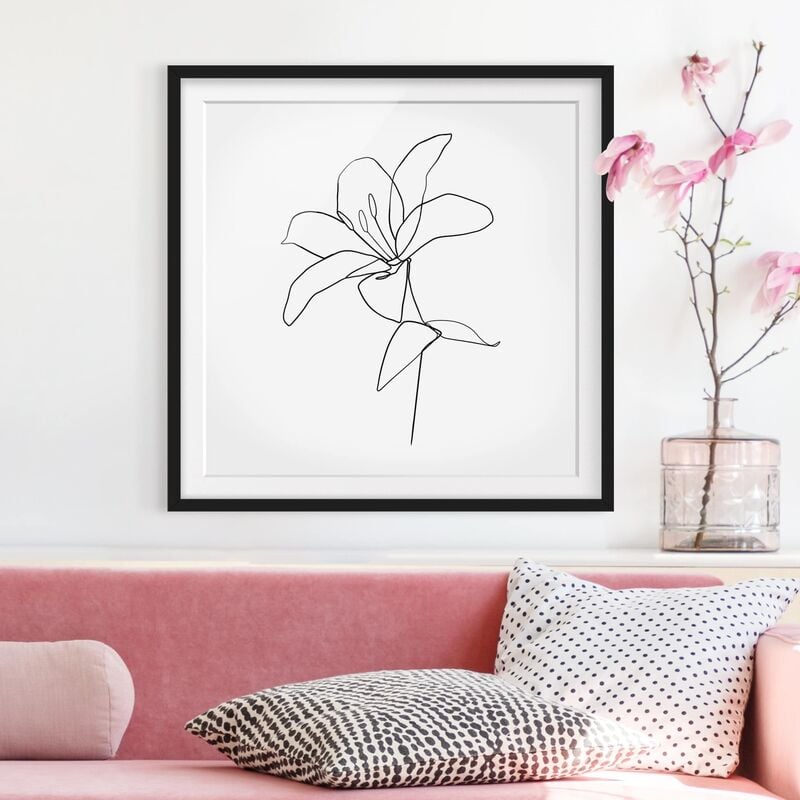 

Póster enmarcado - Fiore Line Art Nero Bianco Dimensión LxA: 30cm x 30cm, Marco: Negro