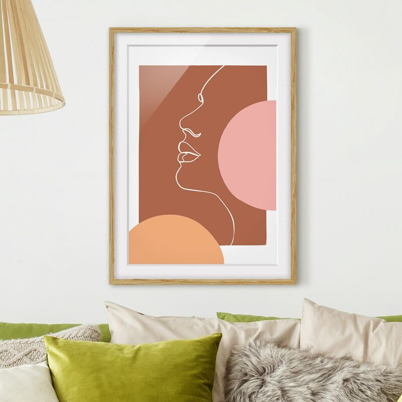 

Póster enmarcado - Line art ritratto Donna Brown Dimensión LxA: 24cm x 18cm, Marco: Roble