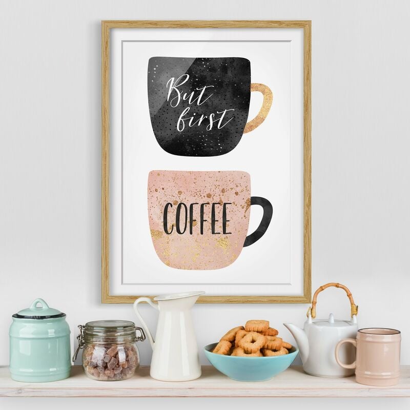 

Póster enmarcado - Ma prima, caffè Dimensión LxA: 55cm x 40cm, Marco: Roble