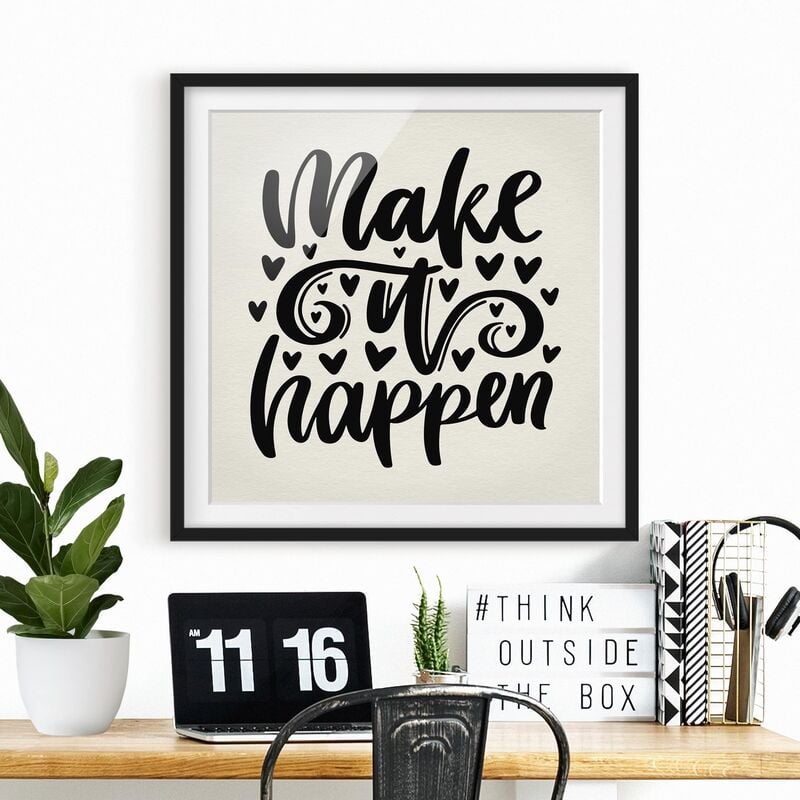 

Póster enmarcado - Make It Happen Dimensión LxA: 30cm x 30cm, Marco: Negro