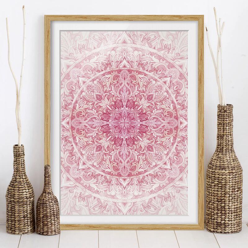 

Póster enmarcado - Mandala Acquerello Sun Ornament Rosa Dimensión LxA: 55cm x 40cm, Marco: Roble