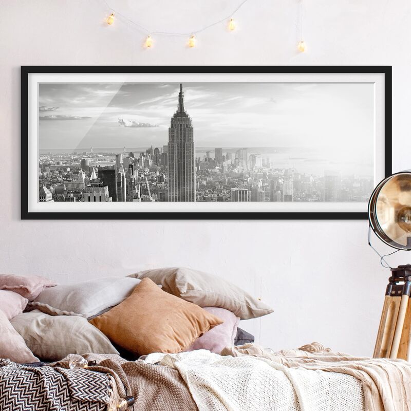 

Póster enmarcado - Skyline Di Manhattan Dimensión LxA: 40cm x 100cm, Marco: Negro