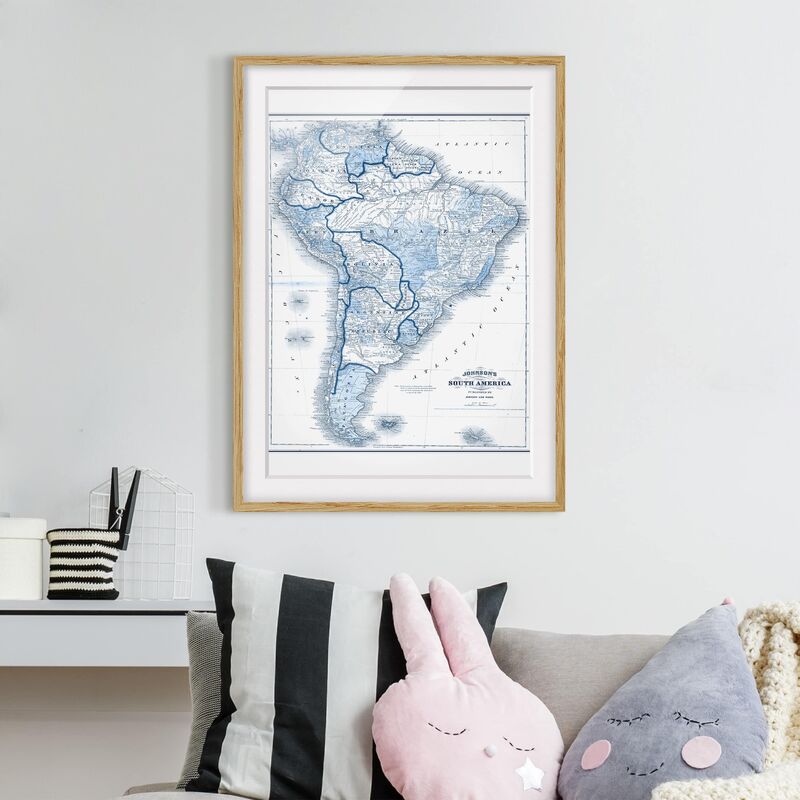 

Póster enmarcado - Mappa In Toni Di Blu - America Del Sud Dimensión LxA: 24cm x 18cm, Marco: Roble