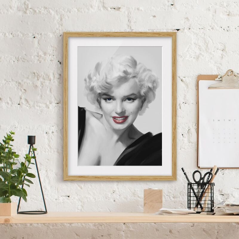 

Póster enmarcado - Marilyn Sul Divano Dimensión LxA: 100cm x 70cm, Marco: Roble