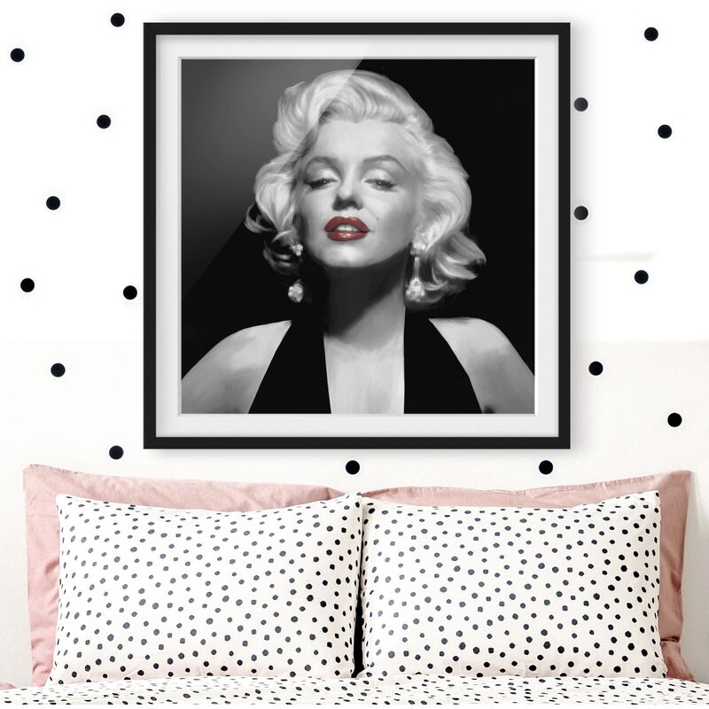 

Póster enmarcado - Marilyn With Red Lips Dimensión LxA: 20cm x 20cm, Marco: Negro