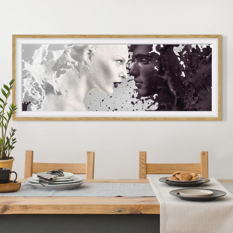 

Póster enmarcado - Milk & Coffee Dimensión LxA: 40cm x 100cm, Marco: Roble