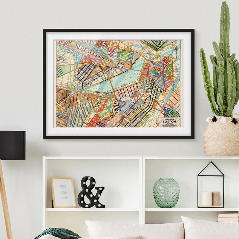 

Póster enmarcado - Modern Map Of Boston Dimensión LxA: 30cm x 40cm, Marco: Negro