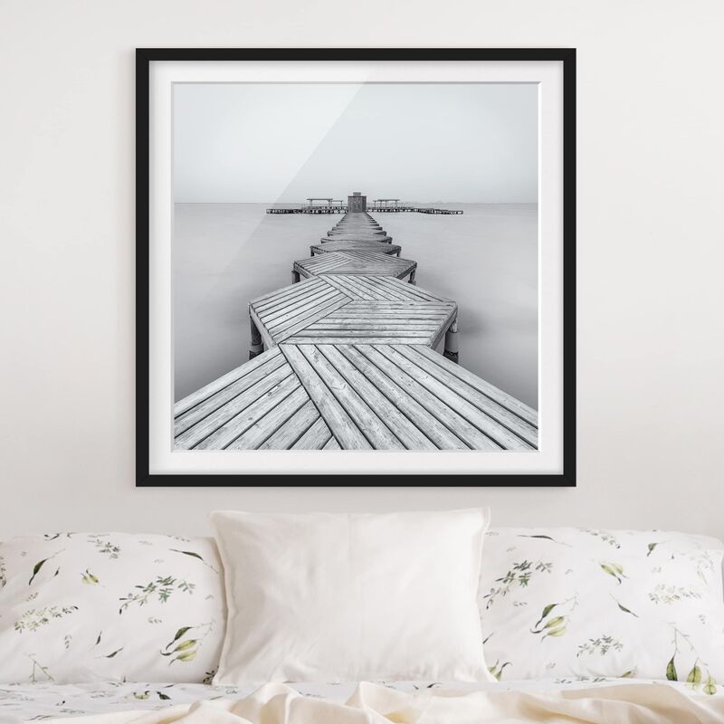 

Póster enmarcado - Molo in legno Bianco e nero Dimensión LxA: 50cm x 50cm, Marco: Negro