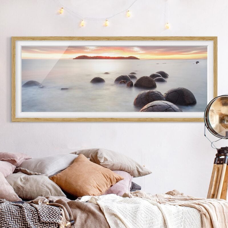 

Póster enmarcado - Moeraki Nuova Zelanda Dimensión LxA: 20cm x 50cm, Marco: Roble