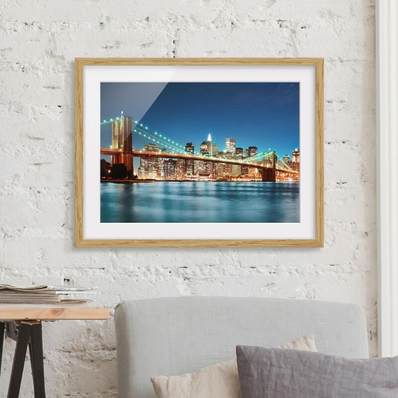 

Póster enmarcado - Nighttime Manhattan Bridge Dimensión LxA: 40cm x 55cm, Marco: Roble