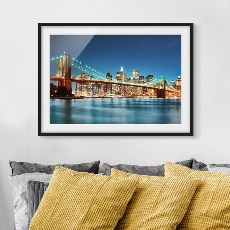 

Póster enmarcado - Nighttime Manhattan Bridge Dimensión LxA: 50cm x 70cm, Marco: Negro