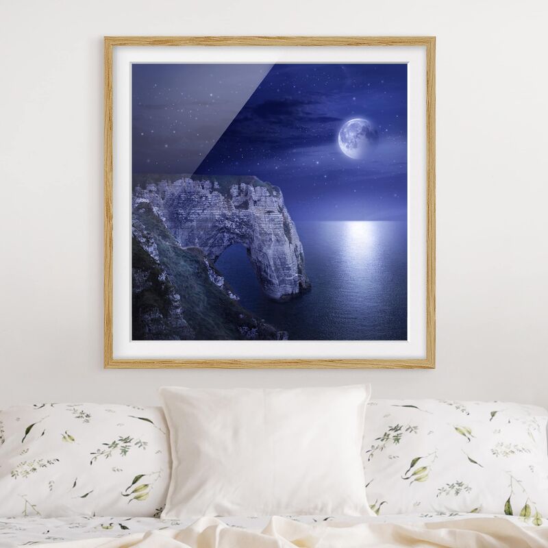

Póster enmarcado - Night Cliffs Dimensión LxA: 70cm x 70cm, Marco: Roble