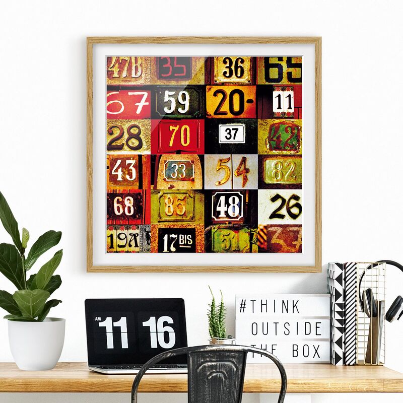 

Póster enmarcado - Numbers Dimensión LxA: 50cm x 50cm, Marco: Roble