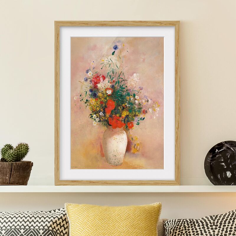 

Póster enmarcado - Odilon Redon - vaso con fiori (rosa sfondo color) Dimensión LxA: 55cm x 40cm, Marco: Roble