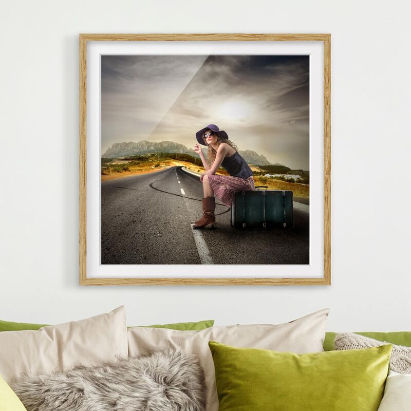 

Póster enmarcado - On The Road Dimensión LxA: 30cm x 30cm, Marco: Roble