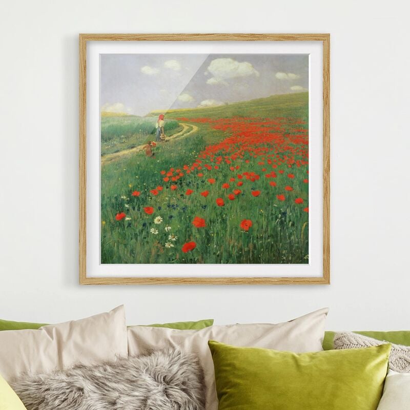

Póster enmarcado - Pál Szinyei-Merse - Paesaggio estivo con una fioritura di papavero Dimensión LxA: 30cm x 30cm, Marco: Roble