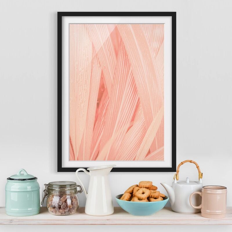 

Póster enmarcado - Palm Leaves Pink Dimensión LxA: 55cm x 40cm, Marco: Negro