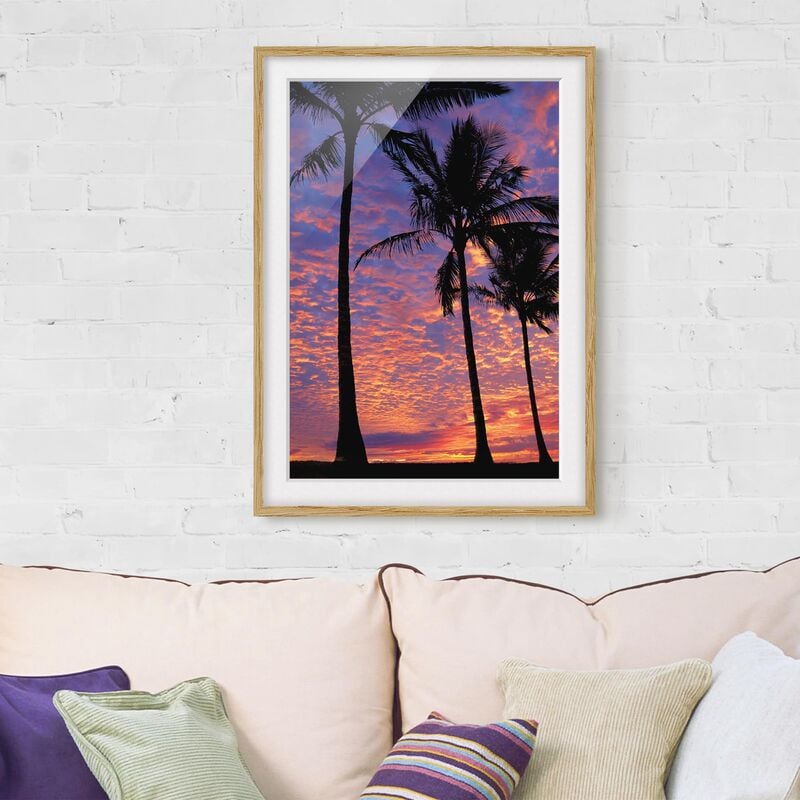 

Póster enmarcado - Palms Dimensión LxA: 24cm x 18cm, Marco: Roble