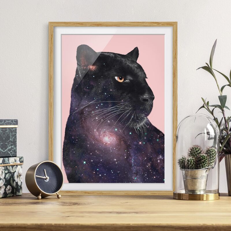 

Póster enmarcado - Panther Con Galaxy Dimensión LxA: 70cm x 50cm, Marco: Roble