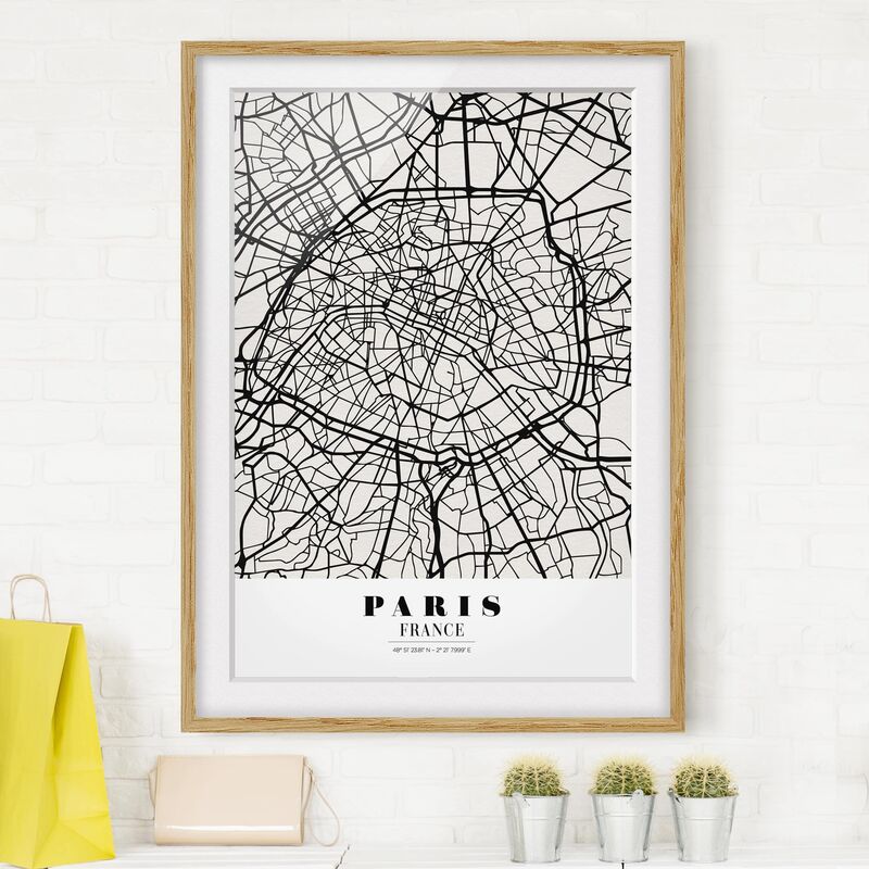 

Póster enmarcado - Paris City Map - Classic Dimensión LxA: 40cm x 30cm, Marco: Roble