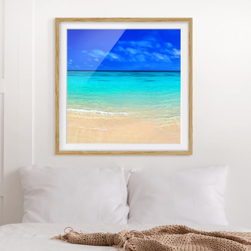 

Póster enmarcado - Paradise Beach I Dimensión LxA: 30cm x 30cm, Marco: Roble