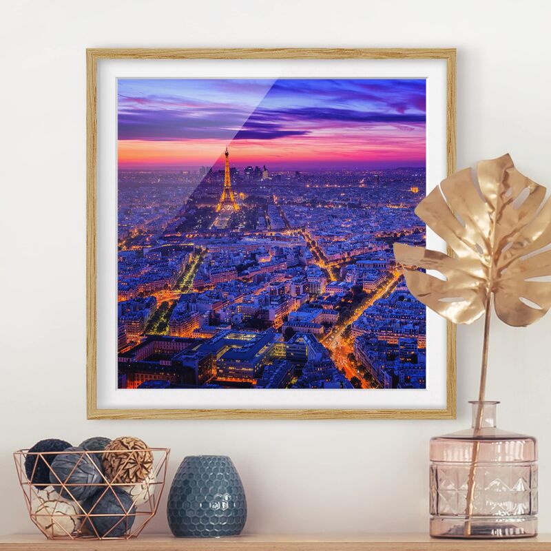 

Póster enmarcado - Parigi di notte Dimensión LxA: 50cm x 50cm, Marco: Roble