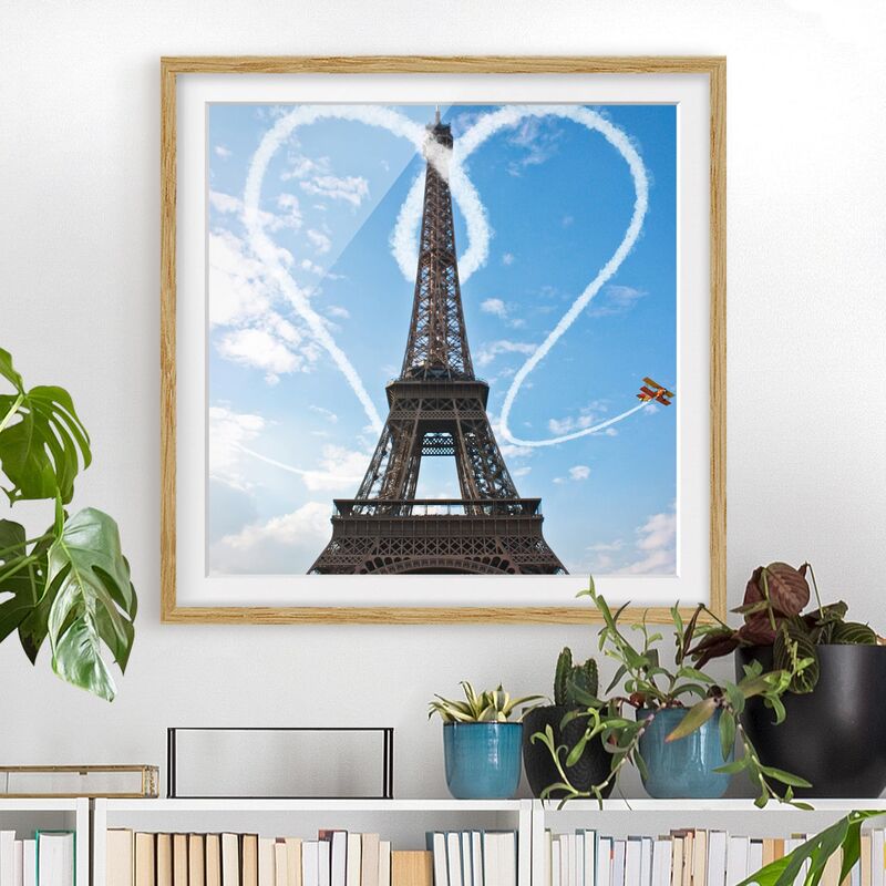 

Póster enmarcado - Paris - City Of Love Dimensión LxA: 30cm x 30cm, Marco: Roble
