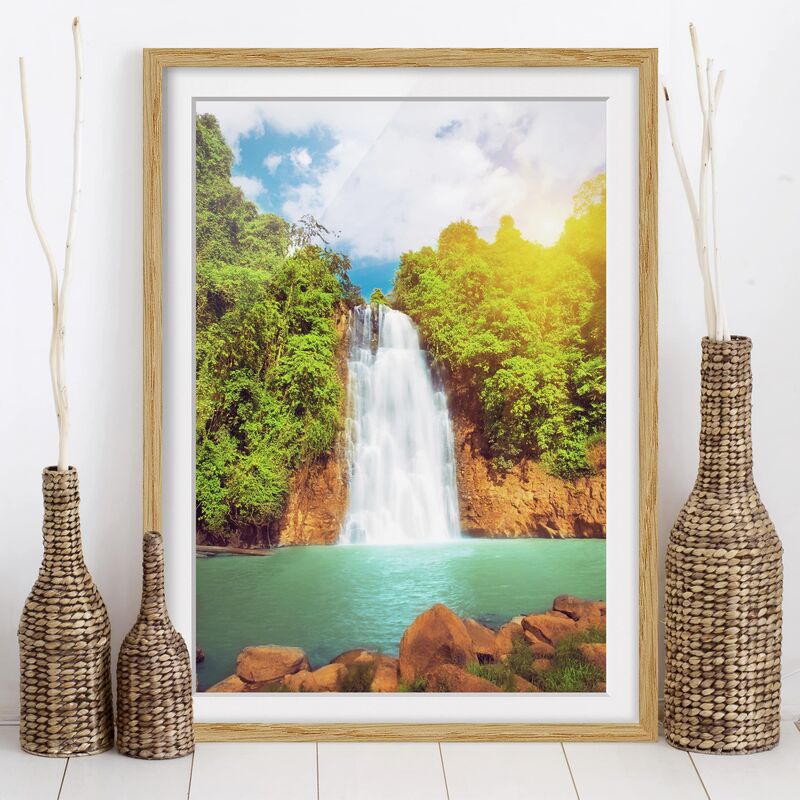 

Póster enmarcado - Paradise Lagoon Dimensión LxA: 24cm x 18cm, Marco: Roble