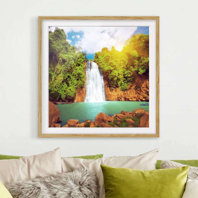 

Póster enmarcado - Paradise Lagoon Dimensión LxA: 20cm x 20cm, Marco: Roble