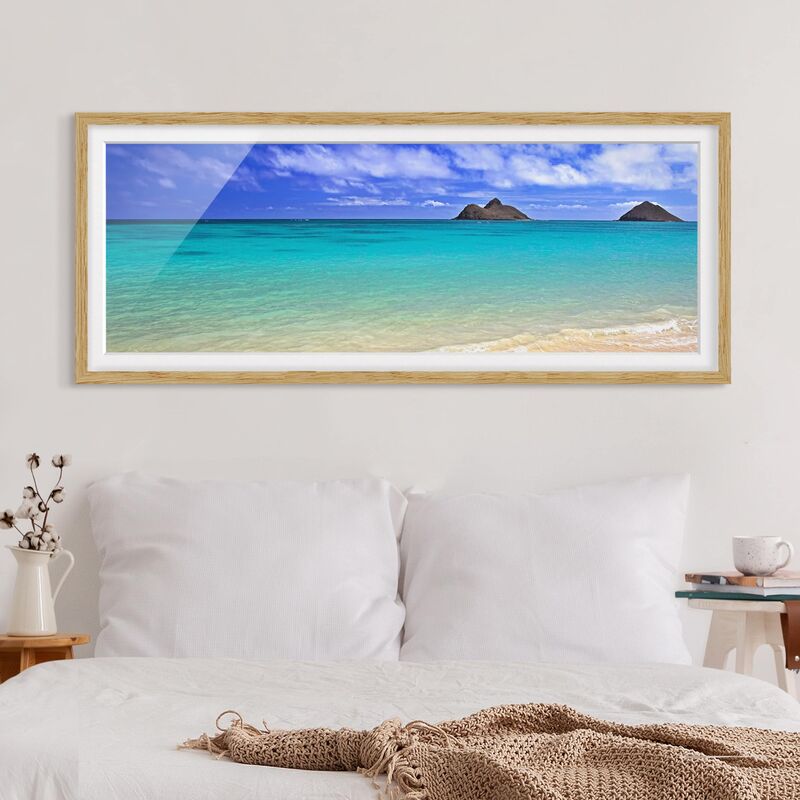 

Póster enmarcado - Paradise Beach Dimensión LxA: 20cm x 50cm, Marco: Roble