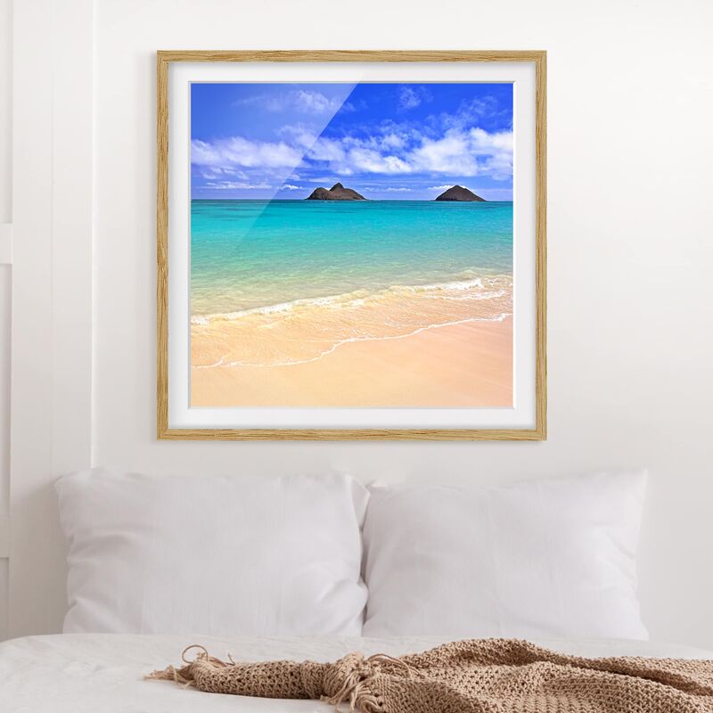 

Póster enmarcado - Paradise Beach Dimensión LxA: 50cm x 50cm, Marco: Roble