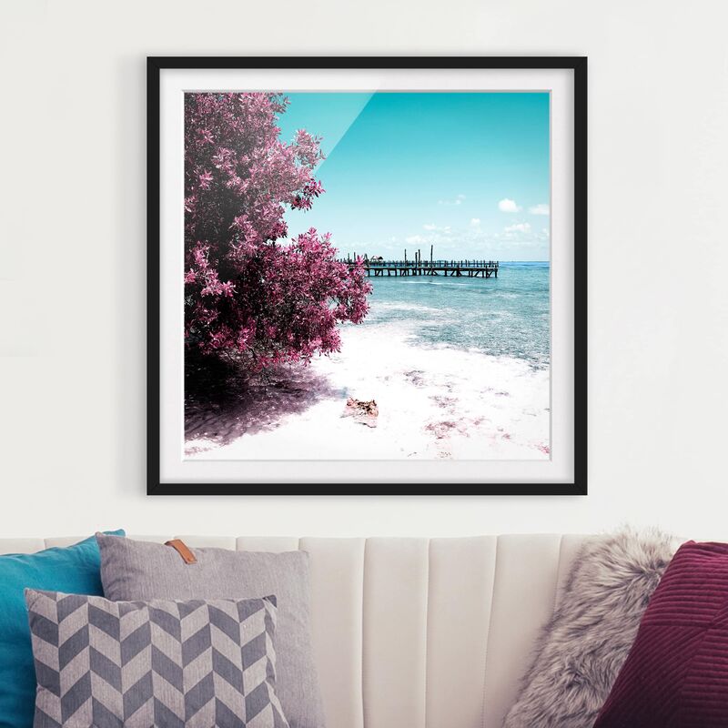 

Póster enmarcado - Paradise Beach Isla Mujeres Dimensión LxA: 50cm x 50cm, Marco: Negro
